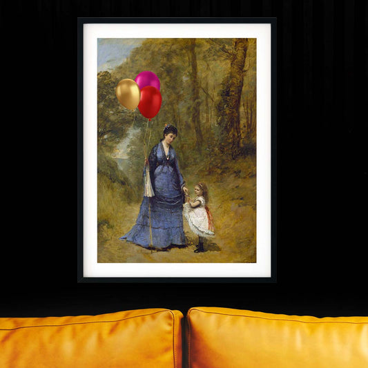 Balloon impressionist quirky wall art colourful art print