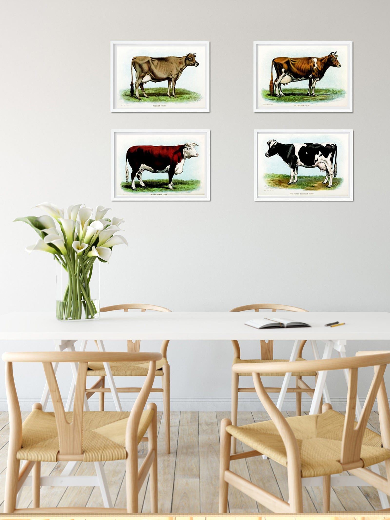 Framed Vintage Jersey Cow Print, vintage kitchen posters cow prints Vintage Animal Prints