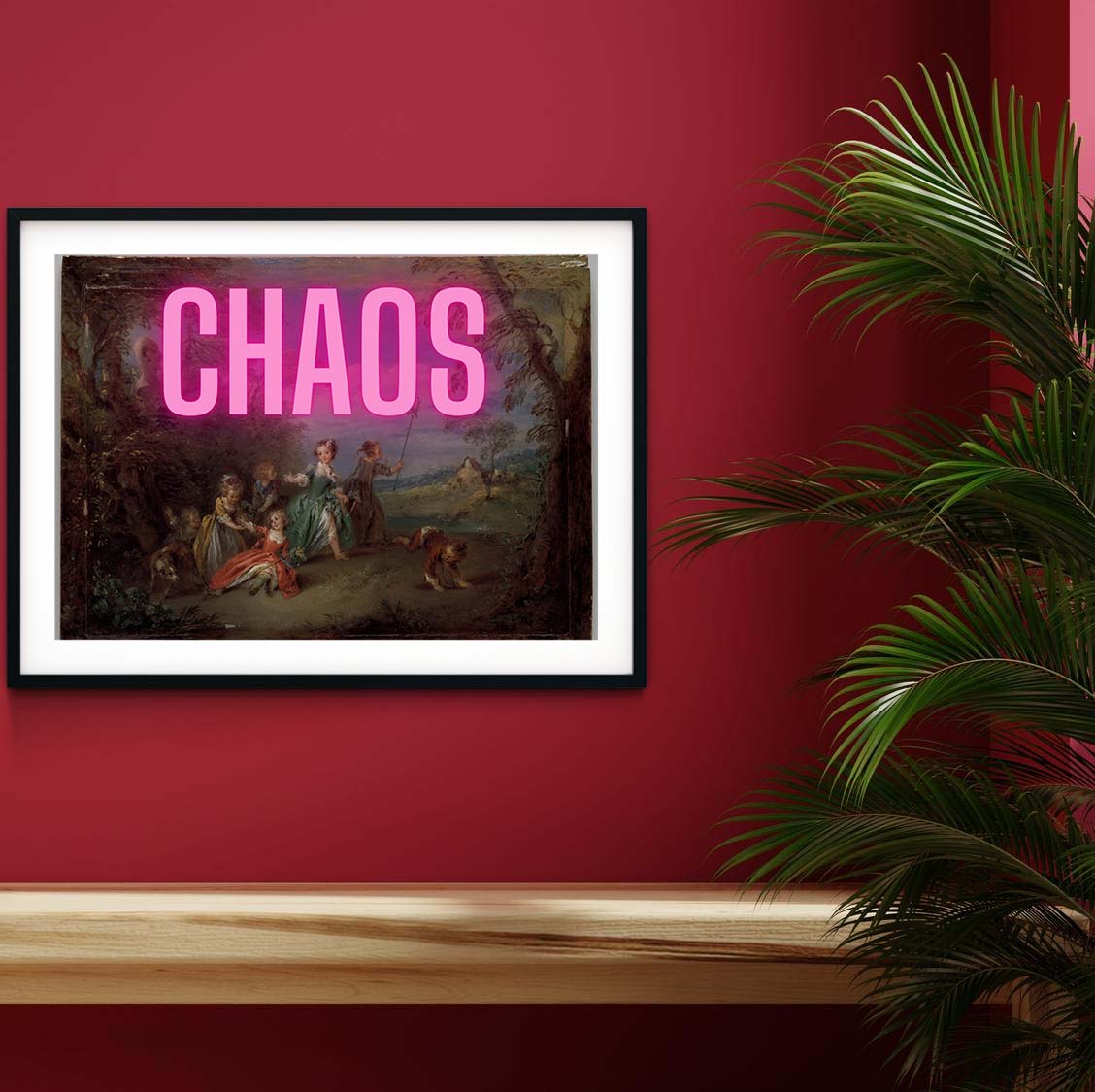 Chaos neon art, altered art funky print