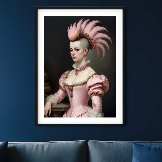 a painting of a woman in a pink dress