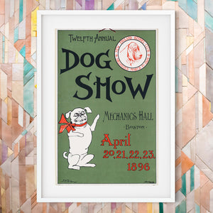 vintage dog print, Antique Advertising Print Boston dog show