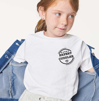 Expert Cuddler badge cute kids cuddle expert t shirt