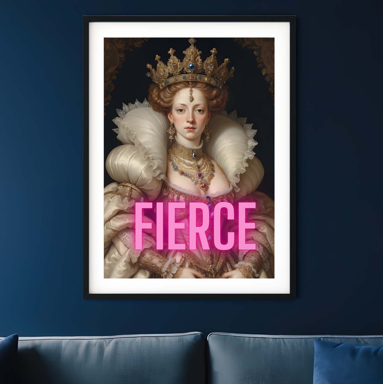 Fierce Queen neon art, altered art funky print