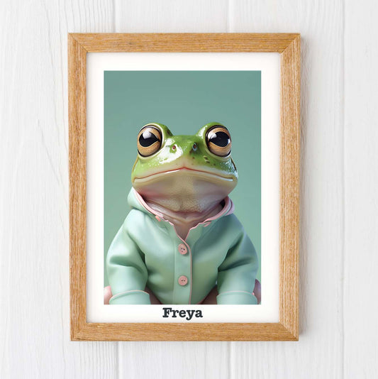 Frog print children's personalised nursery print gift for kids