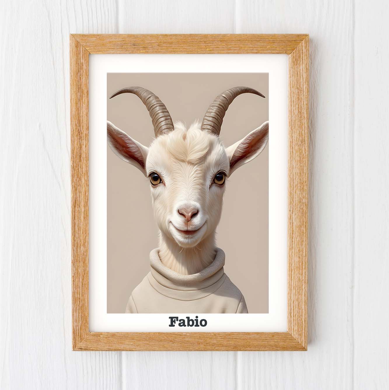 Baby Goat print in a Jumper, personalised name kid prints