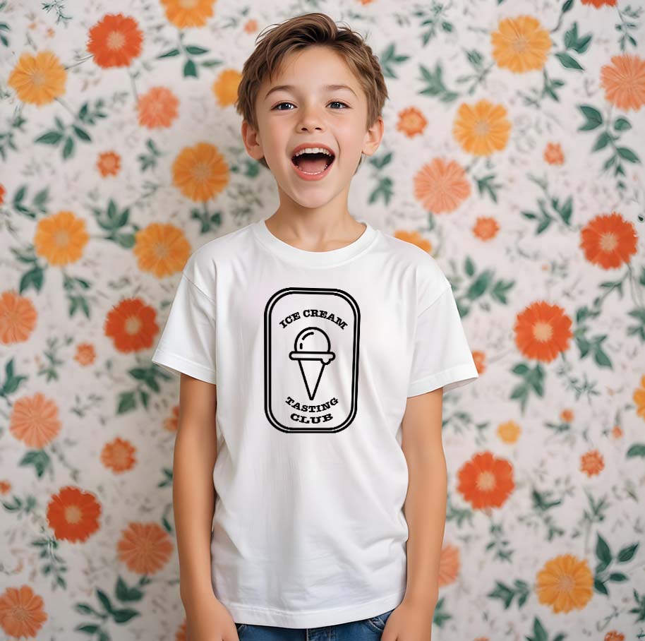 Kids t shirt with Ice Cream Tasting Club logo Ice cream t shirt