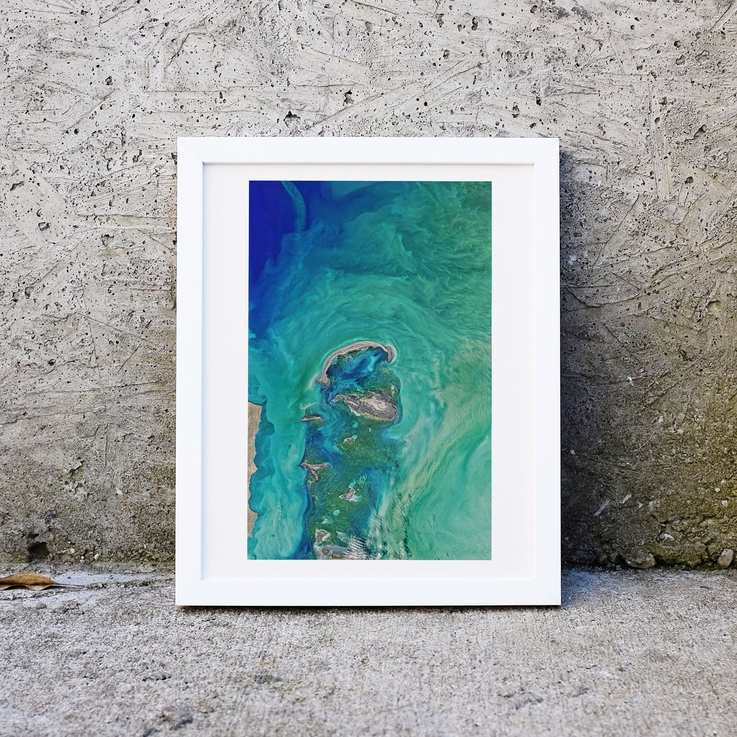 Framed blue sea coastal beach print, abstract reef photography Ocean prints of water Photography Prints