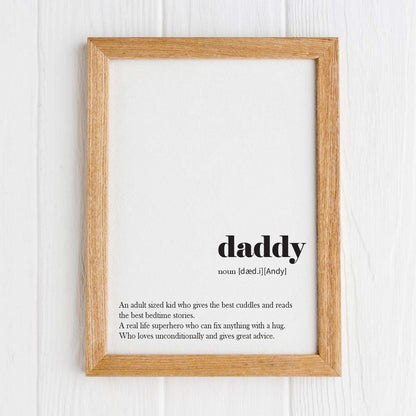 Framed Daddy definition print, Fathers Day Gift from kids, Father Definition Wall Art, daddy quote Print, Dad Birthday Gift, Gift for Daddy