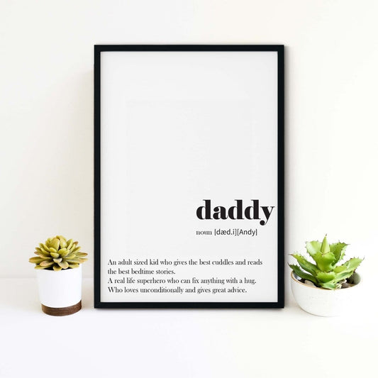 Framed Daddy definition print, Fathers Day Gift from kids, Father Definition Wall Art, daddy quote Print, Dad Birthday Gift, Gift for Daddy