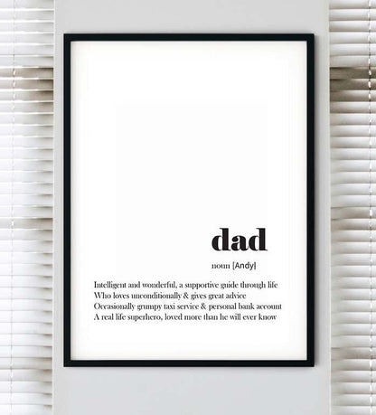 Framed Dad definition print, Fathers Day Gift from kids, Father Definition Wall Art, dad quote Print, Dad Birthday Gift, Gift for Dad