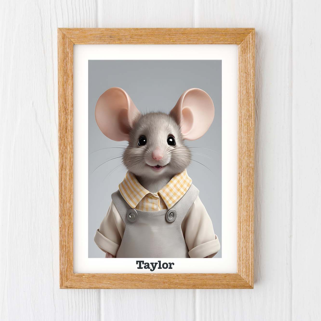 Mouse print, baby animal personalised nursery prints
