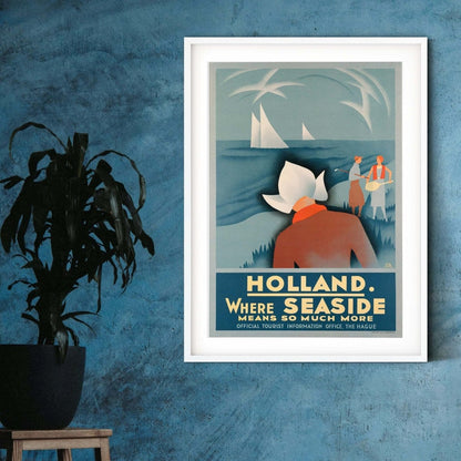 Holland vintage travel poster, retro travel print