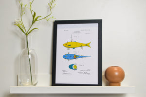 Coloured fishing lure patent print patent print