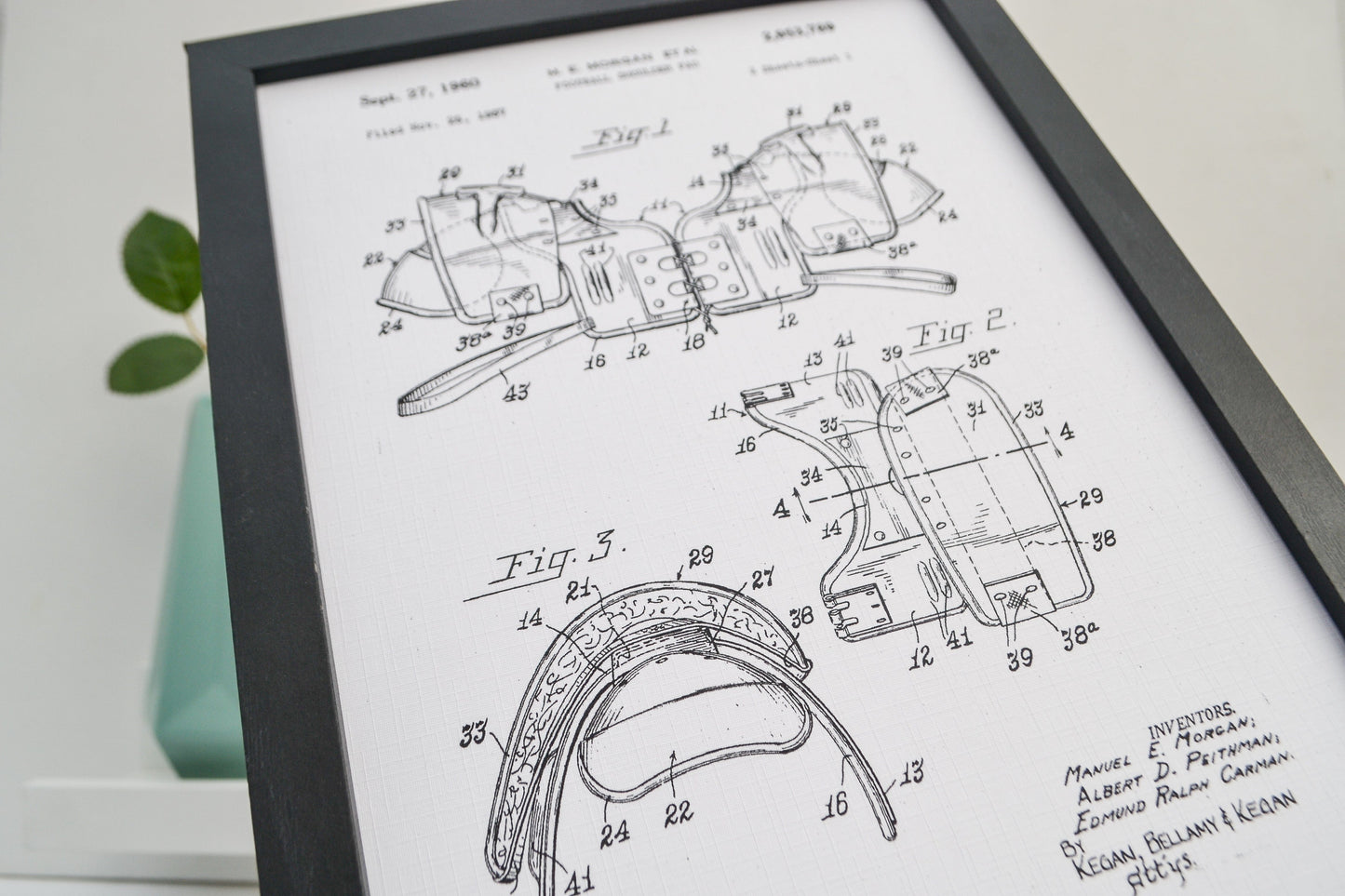 Football Shoulder Pads patent print, vintage sports print patent print