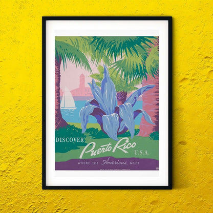 Puerto Rico vintage travel print, art deco travel poster