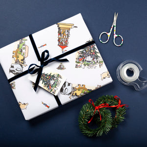 Vintage Christmas Wrapping Paper gift tag Set