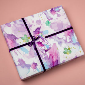 Watercolour Splash Wrapping Paper gift tag Set