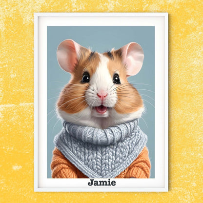 Hamster print, personalised name nursery prints