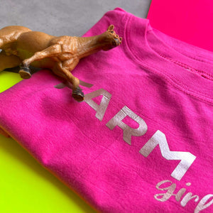Farm Girl T Shirt, kids rose pink horse riding tops or equestrian tops