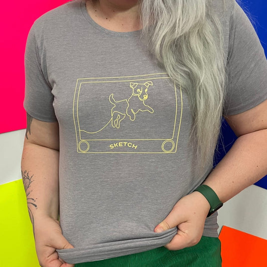 Jack Russell dog Etch & Sketch toy T Shirt, line art shirt