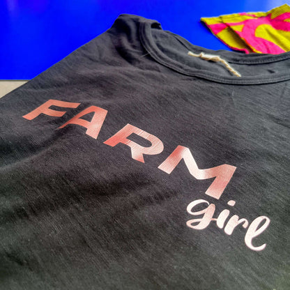 Farm Girl T Shirt, kids rose pink horse riding tops or equestrian tops