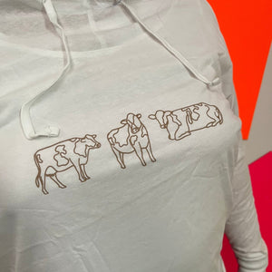 Line Art Cow Shirt, line drawing farm shirt lightweight hoodie