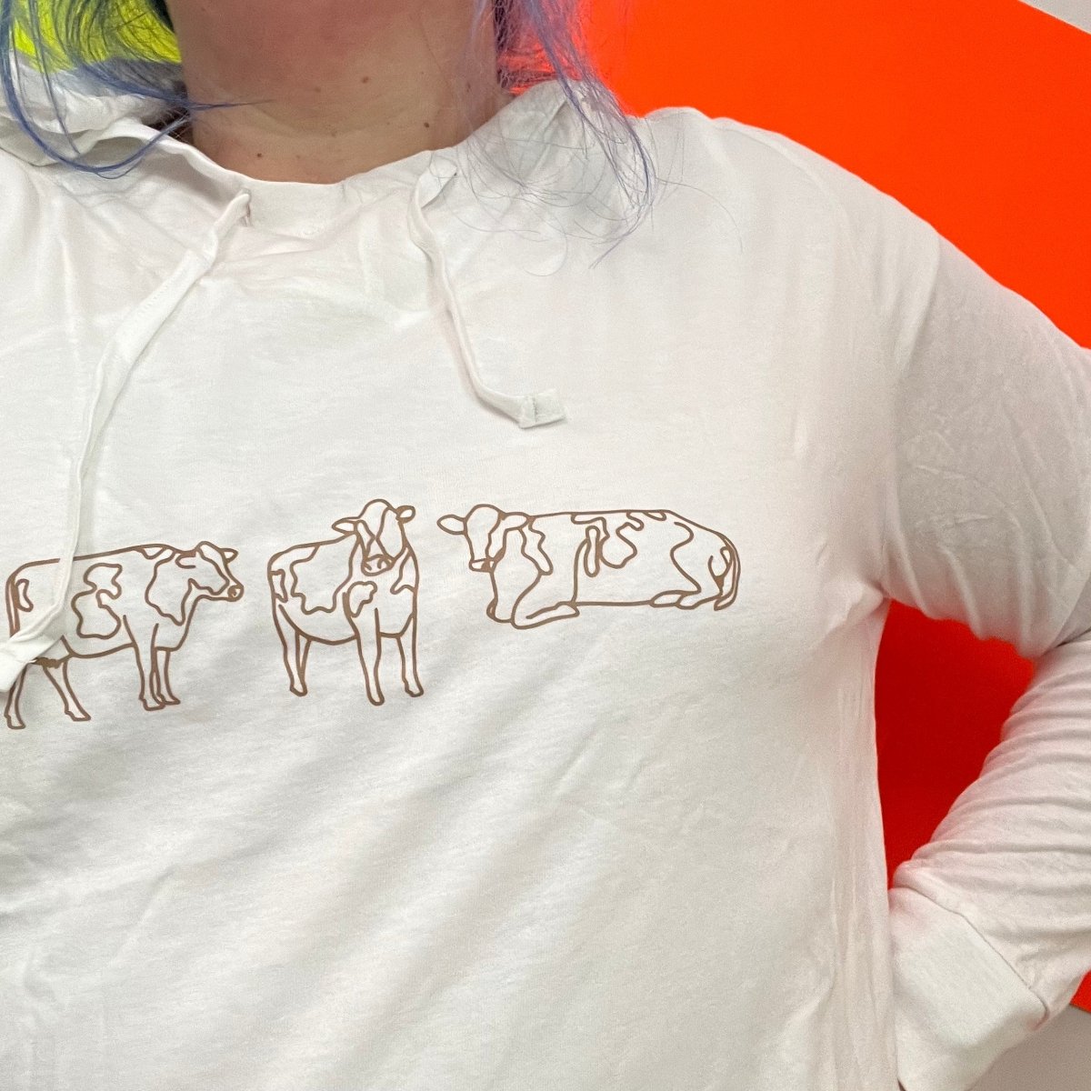 Line Art Cow Shirt, line drawing farm shirt lightweight hoodie