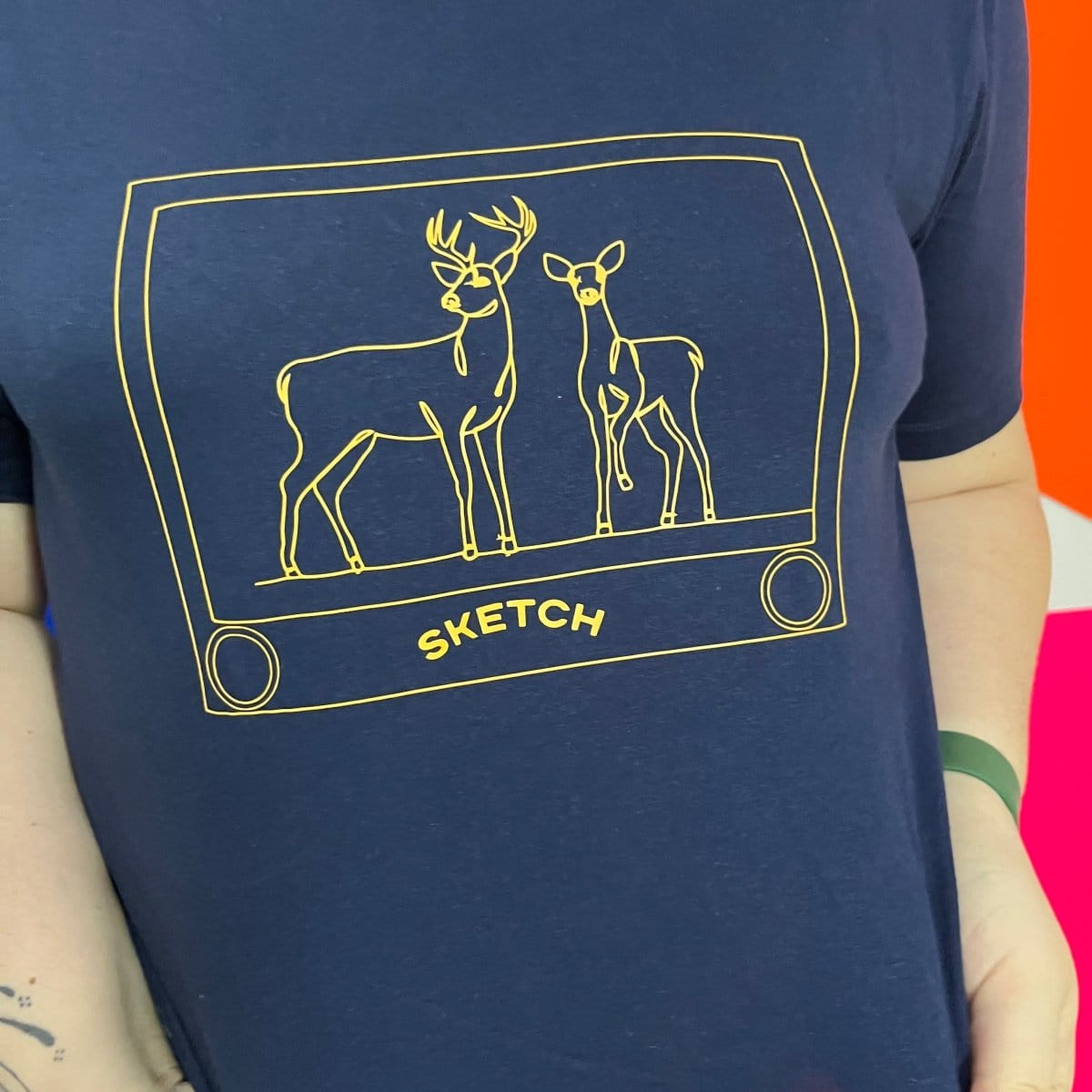 Stag t shirt Etch & Sketch toy Farm Shirt, line art Stag shirt