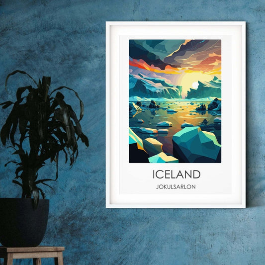 Iceland modern travel print graphic travel poster