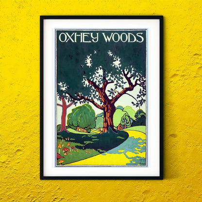 Oxhey Woods vintage travel posters UK, vintage travel print