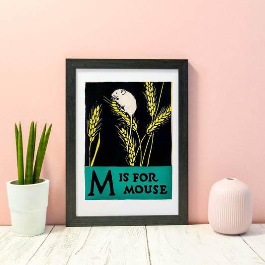 m is for mouse print, Letter m mouse poster or alphabet print Alphabet Prints