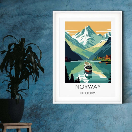 Norway modern travel print graphic travel poster