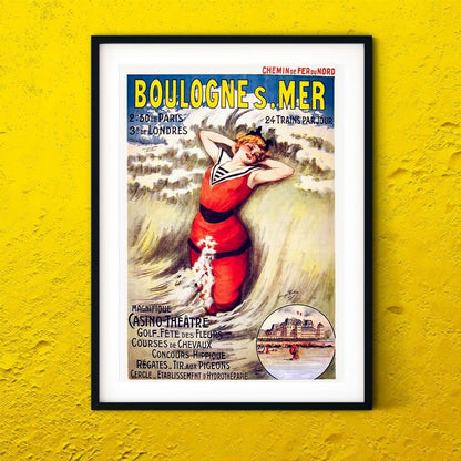 Boulogne French Travel Print, Vintage travel poster