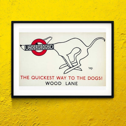 London Vintage Travel Poster UK Dog Art Underground travel print