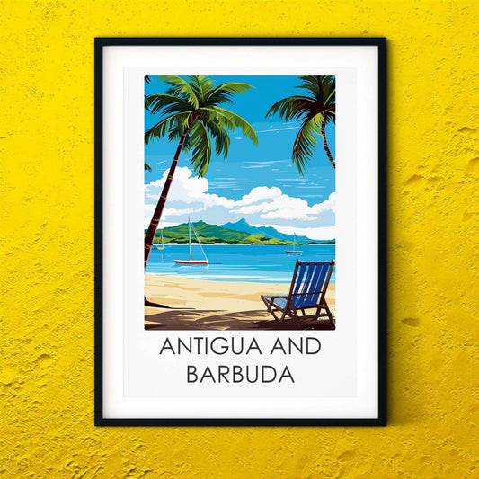 Antigua and Barbuda modern travel print graphic travel poster