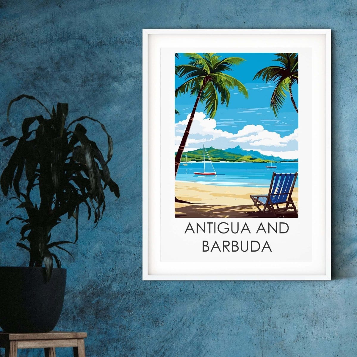 Antigua and Barbuda modern travel print graphic travel poster