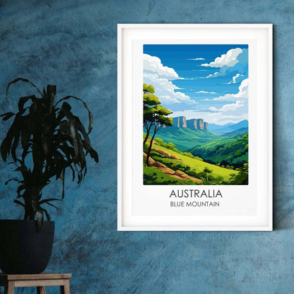 Australia Blue Mountain modern travel print graphic travel poster