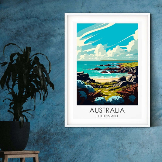 Australia Phillip Island modern travel print graphic travel poster