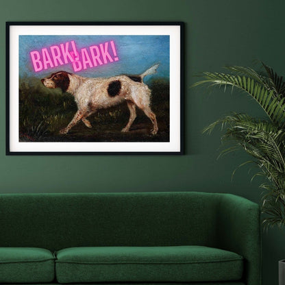 Bark Bark neon art, dog art cool posters