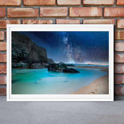 Blue sea at night coastal beach seascape prints, ocean posters Photography Prints