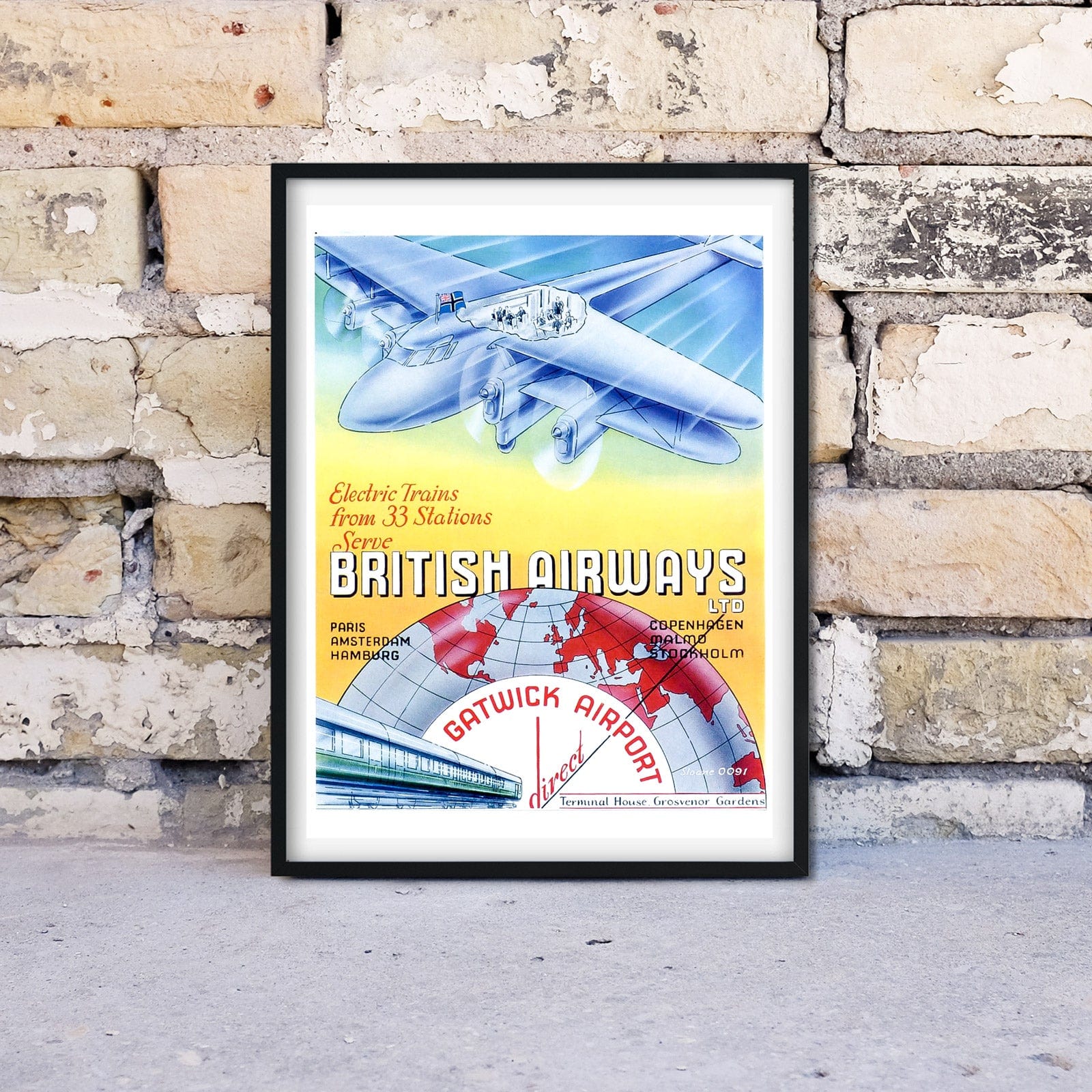 British Airways illustrated vintage poster print