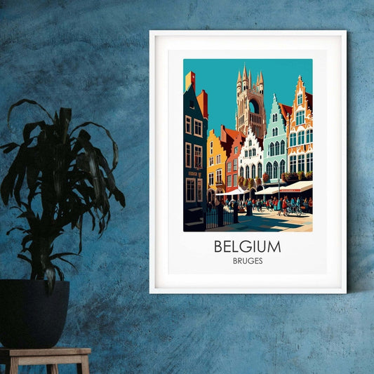 Belgium Bruges modern travel print graphic travel poster