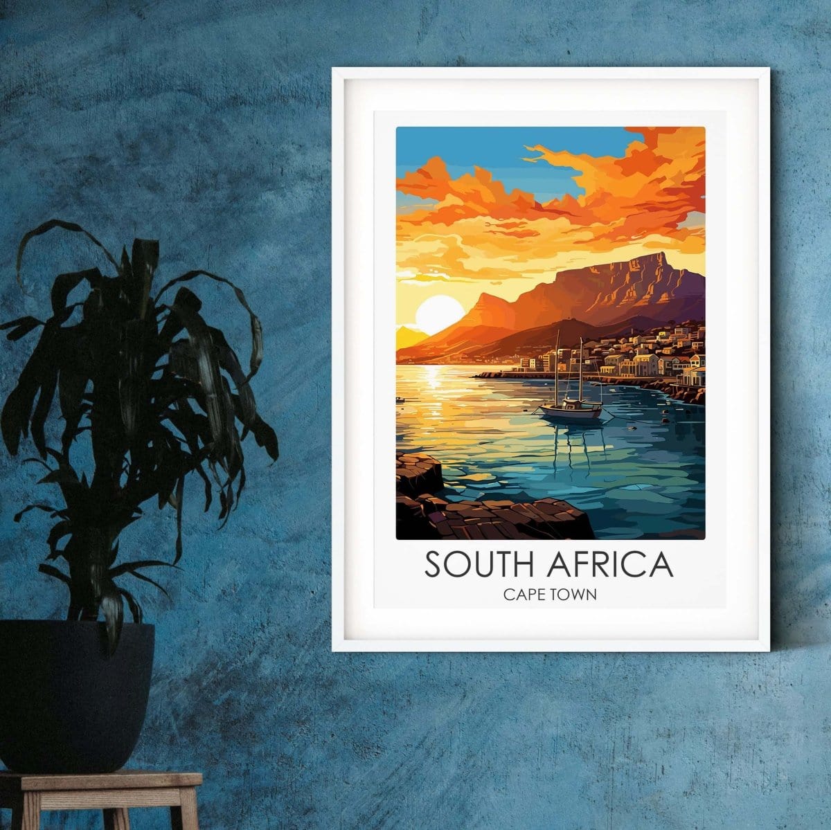 South Africa Cape Town modern travel print graphic travel poster