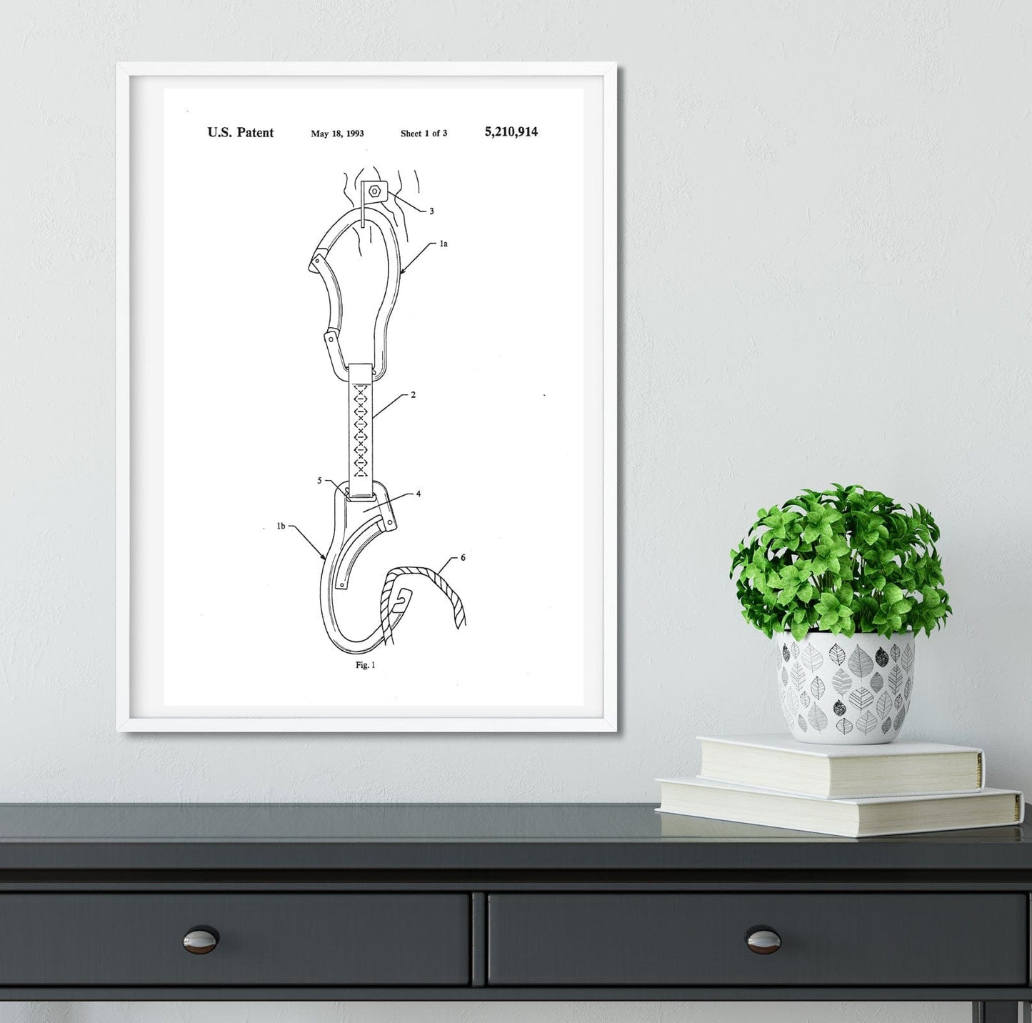 Carabiner print, rock climbing patent print patent prints