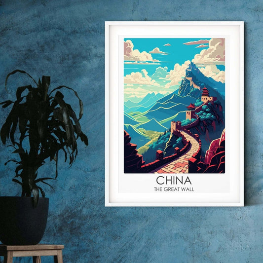 The Great Wall of China modern travel print graphic travel poster