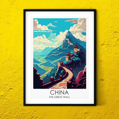 The Great Wall of China modern travel print graphic travel poster