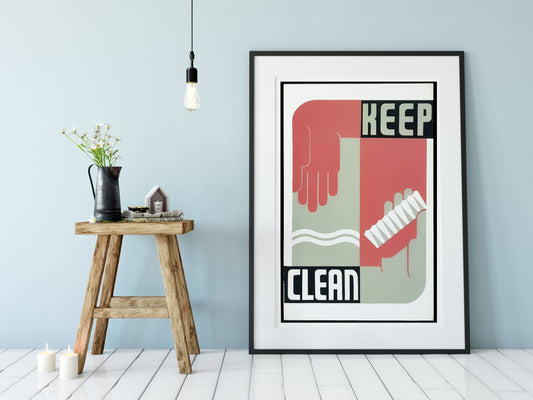 keep clean health poster print vintage prints