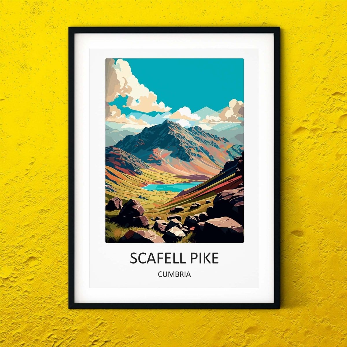 Scafell Pike travel posters UK Cumbria Mountain print