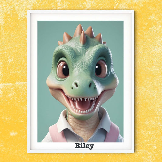 Baby Dinosaur print, personalised name gifts nursery prints