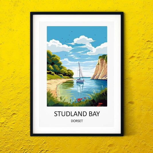 Studland Bay travel posters UK destination Dorset prints
